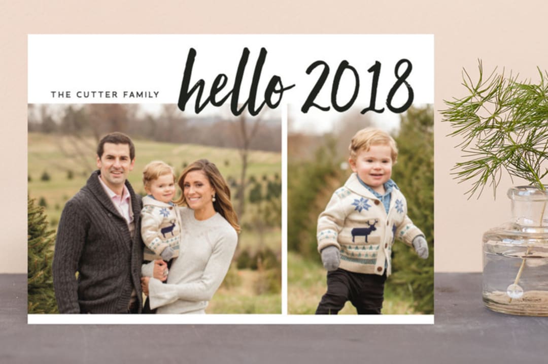 "hello new year!" - Retired Holiday Cards in Ink by Molly Wiggins - Front