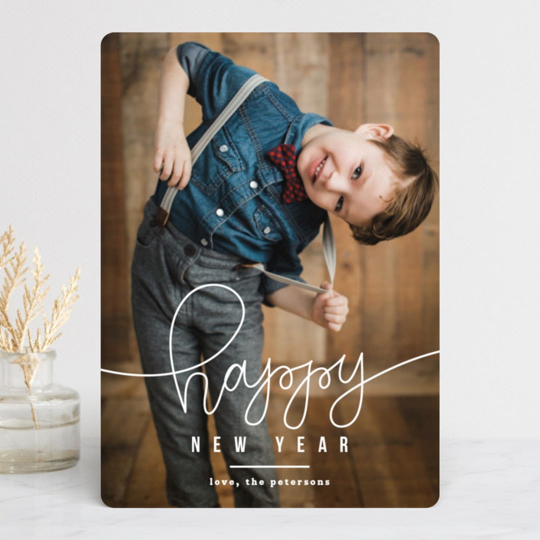 "Happy" - Retired Holiday Cards in Golden by Up Up Creative - Front