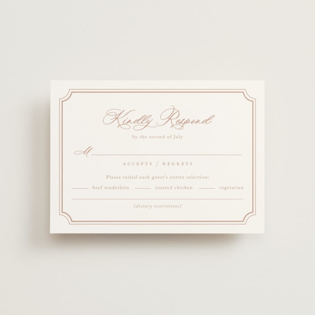 "Avery" - RSVP Postcards in Dusty Pink by Jennifer Postorino - Front