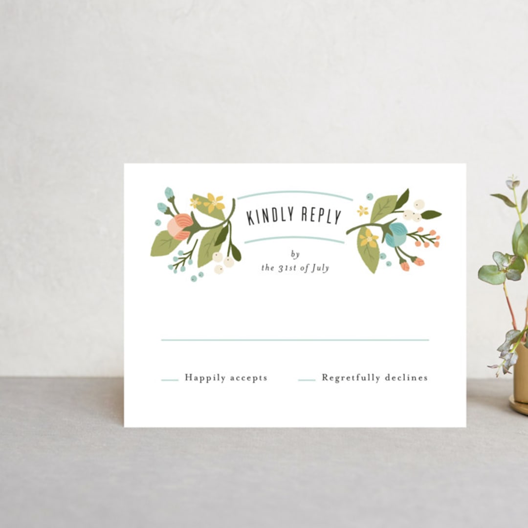 "Floral Ampersand" - RSVP Postcards in Sea Breeze by Jennifer Wick - Front
