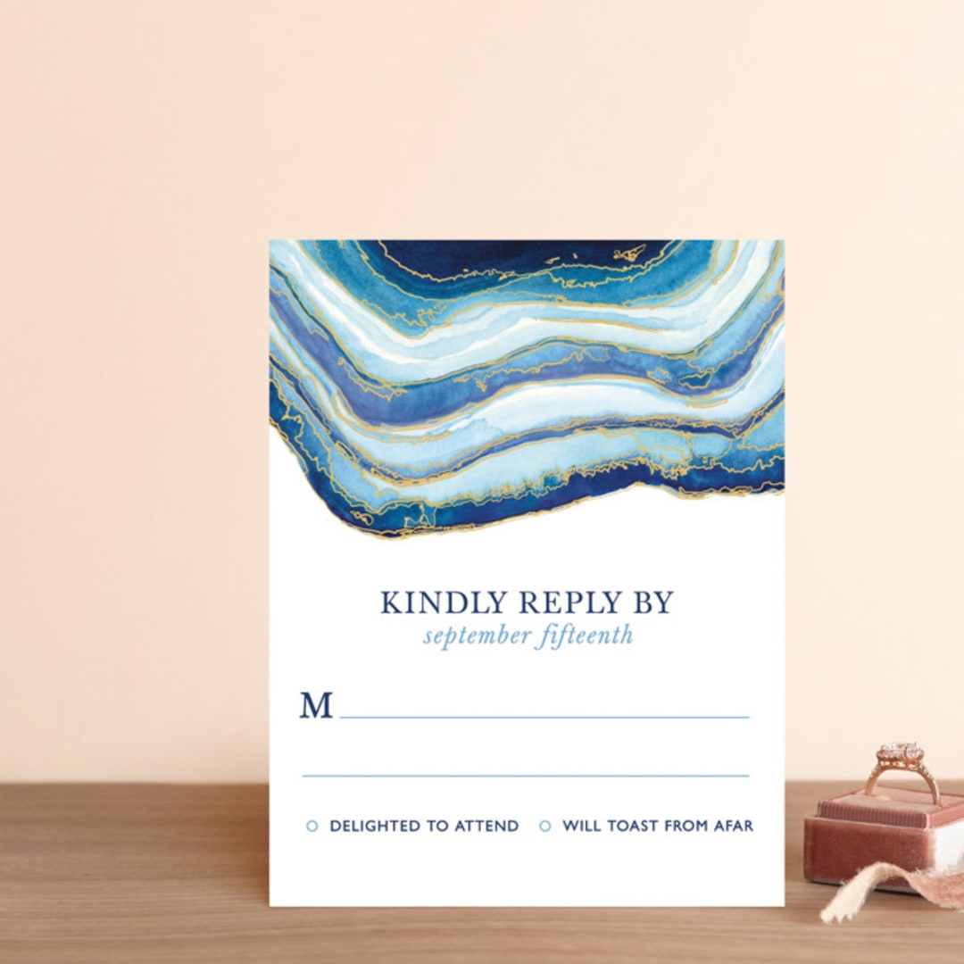 "Gilt Agate" - RSVP Postcards in Navy by Kaydi Bishop - Front