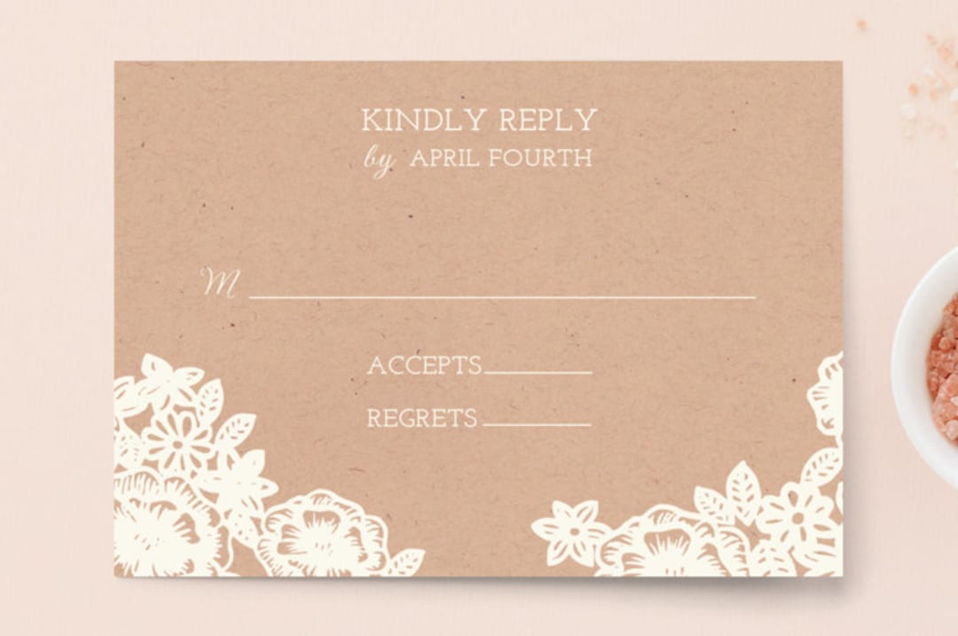 "Lace and Kraft" - RSVP Postcards in Kraft by Katharine Watson - Front