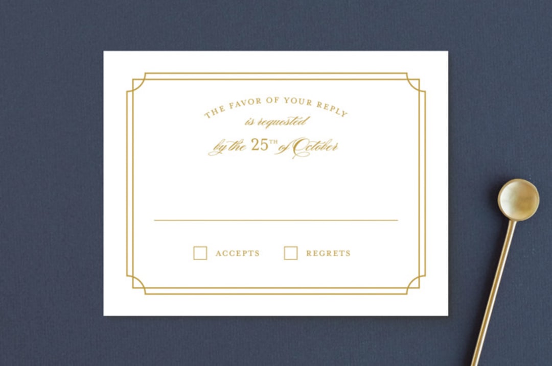 "Luxe Border" - RSVP Postcards in Gold by Sarah Brown - Front