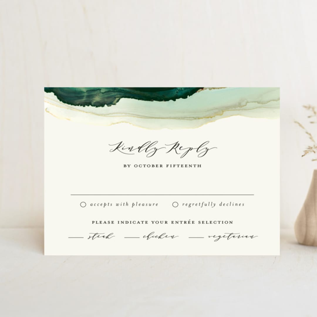 "Flow" - RSVP Postcards in Emerald by Three Kisses Studio - Front