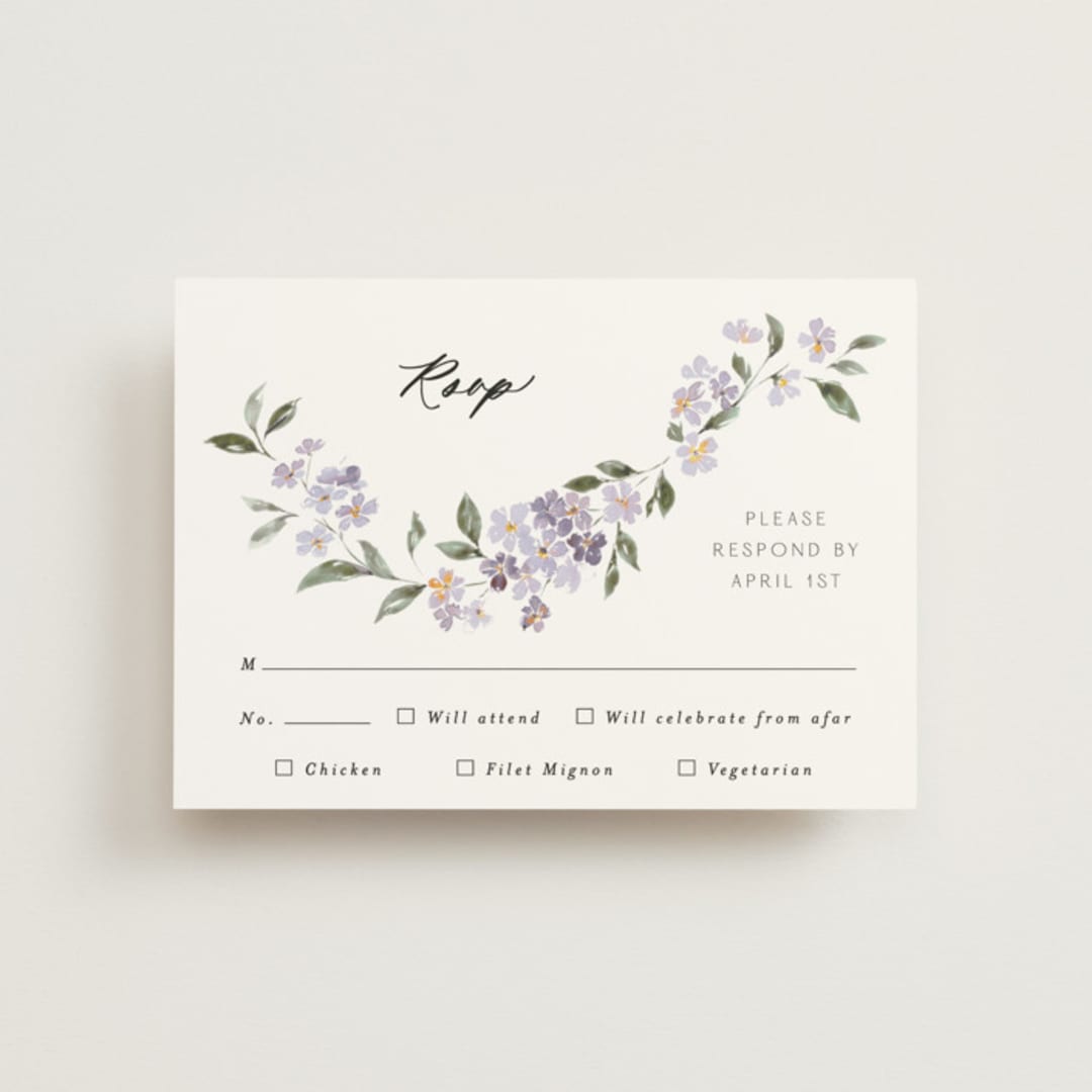 "Sweeping Vine" - RSVP Postcards in Periwinkle by Itsy Belle Studio - Front