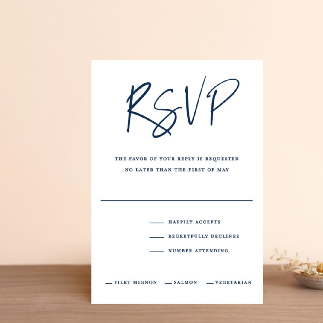 "Semi Formal" - RSVP Postcards in Navy by Kerry Doyle - Front