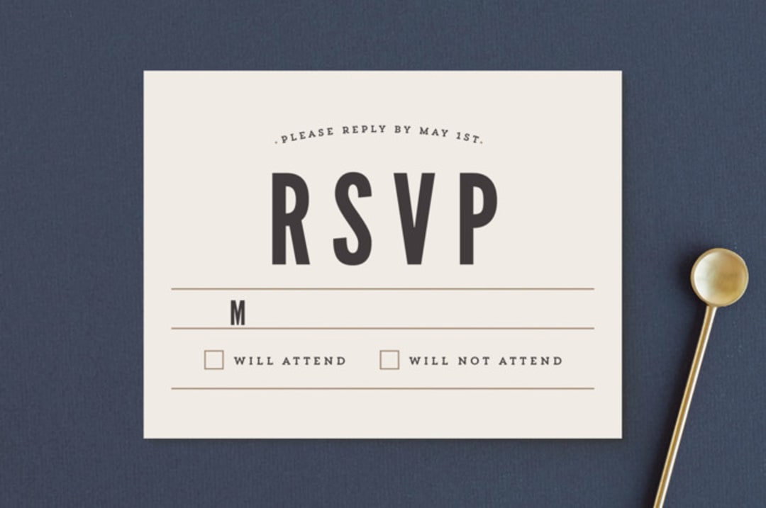 "Classic Type" - RSVP Postcards in Mocha by Melissa Egan of Pistols - Front