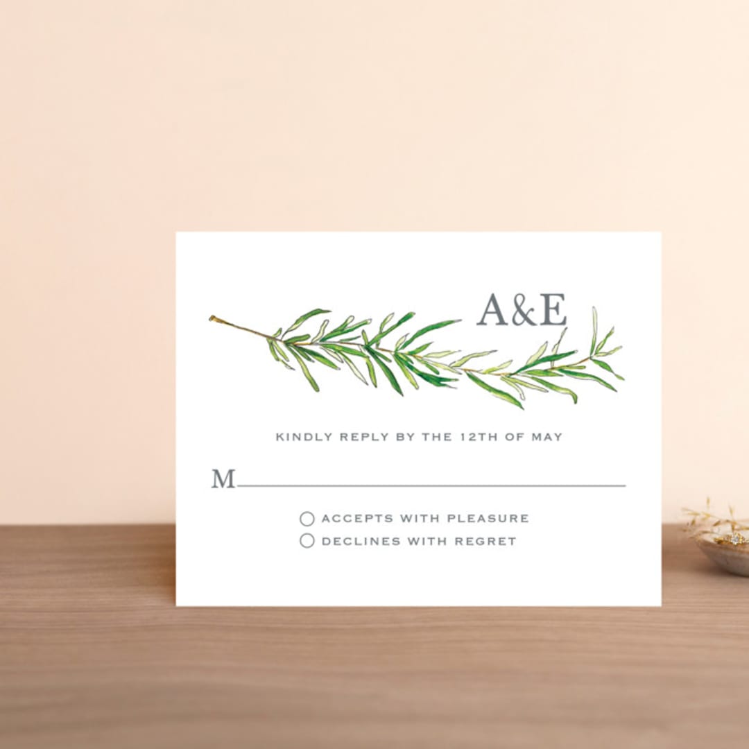 "Simple Sprigs" - RSVP Postcards in Fern by Erin Deegan - Front