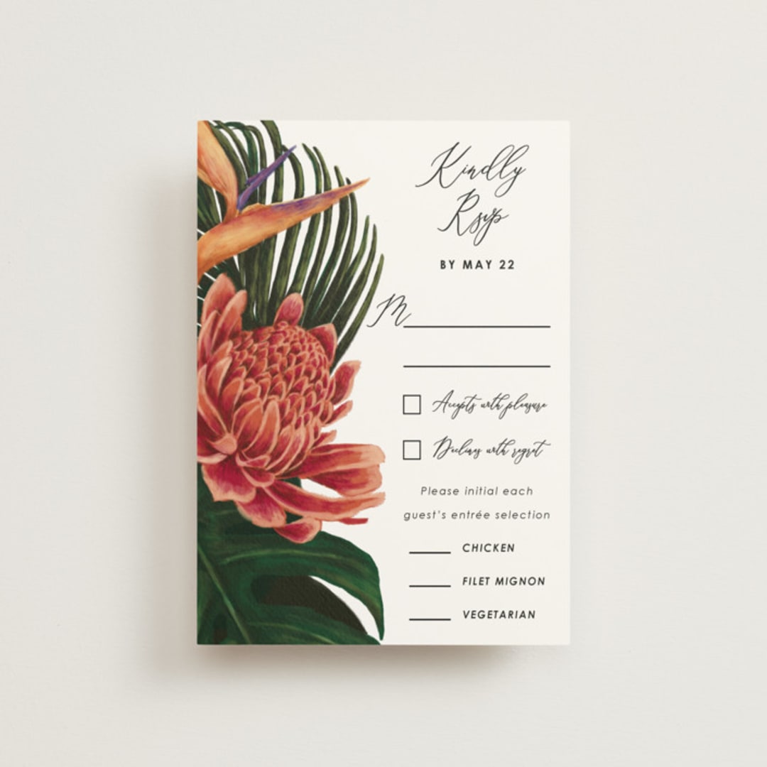 "Tropical Bouquet" - RSVP Postcards in Basil by Elly - Front