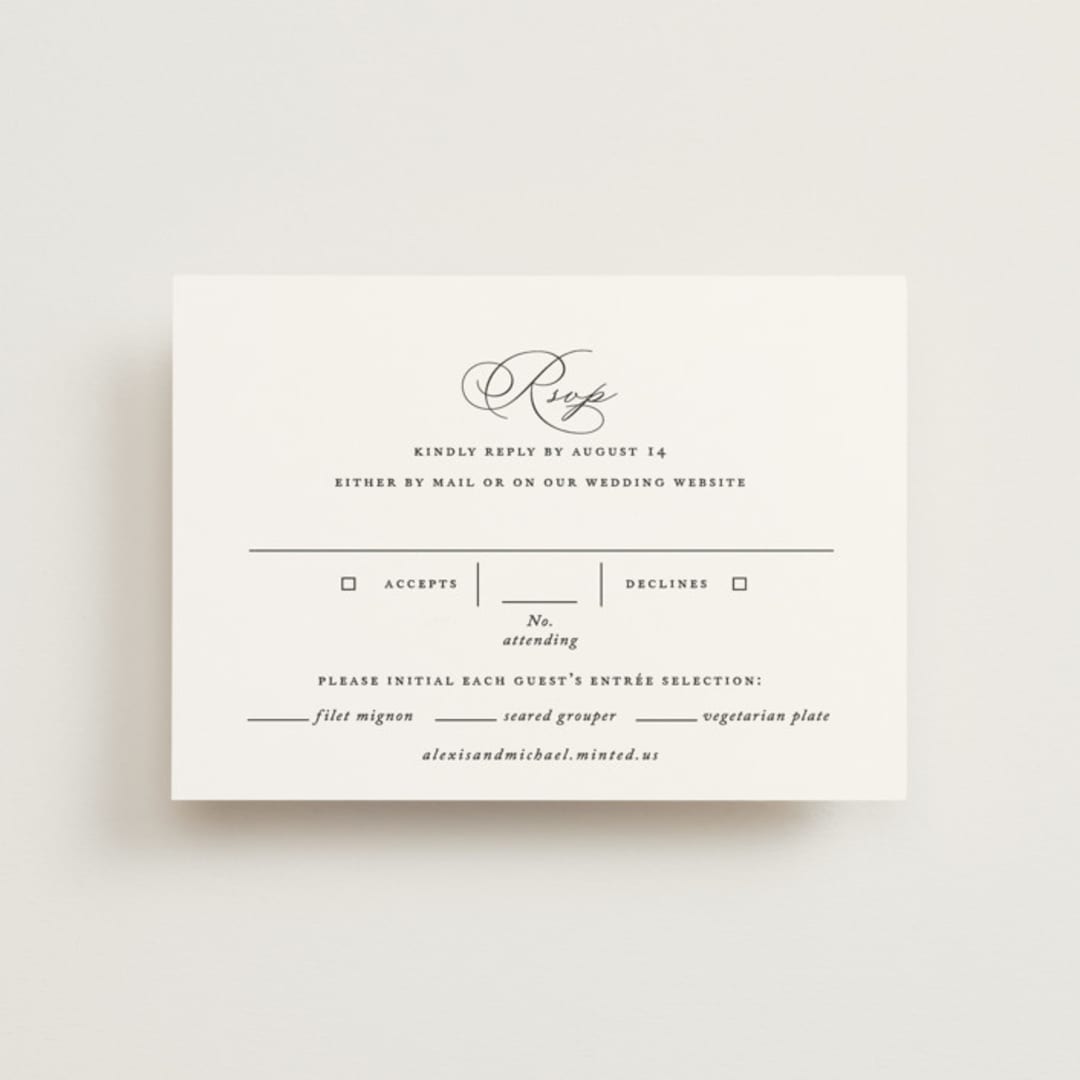 "Initial" - RSVP Postcards in Pearl by Jennifer Postorino - Front