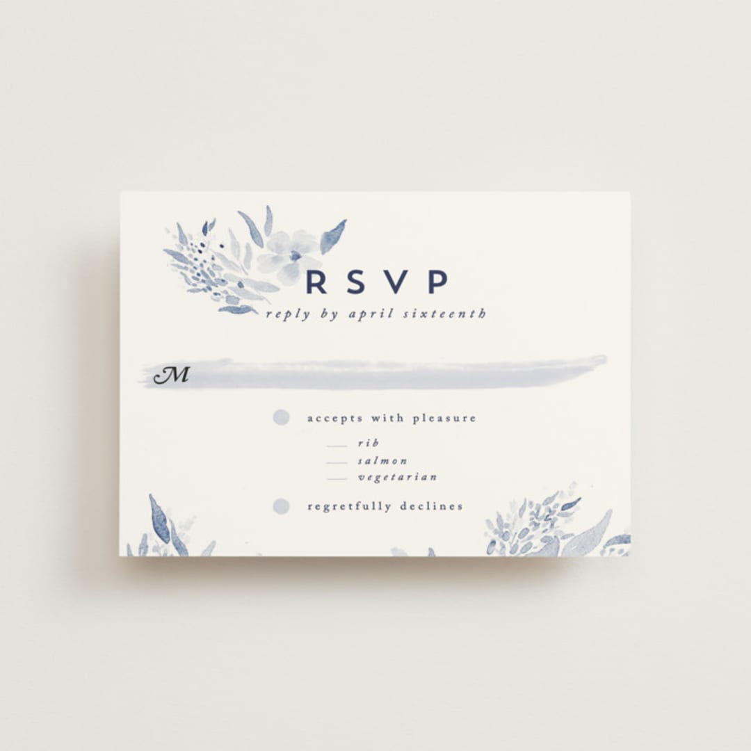 "Poetic Watercolor Flowers" - RSVP Postcards in Periwinkle by Qing Ji - Front