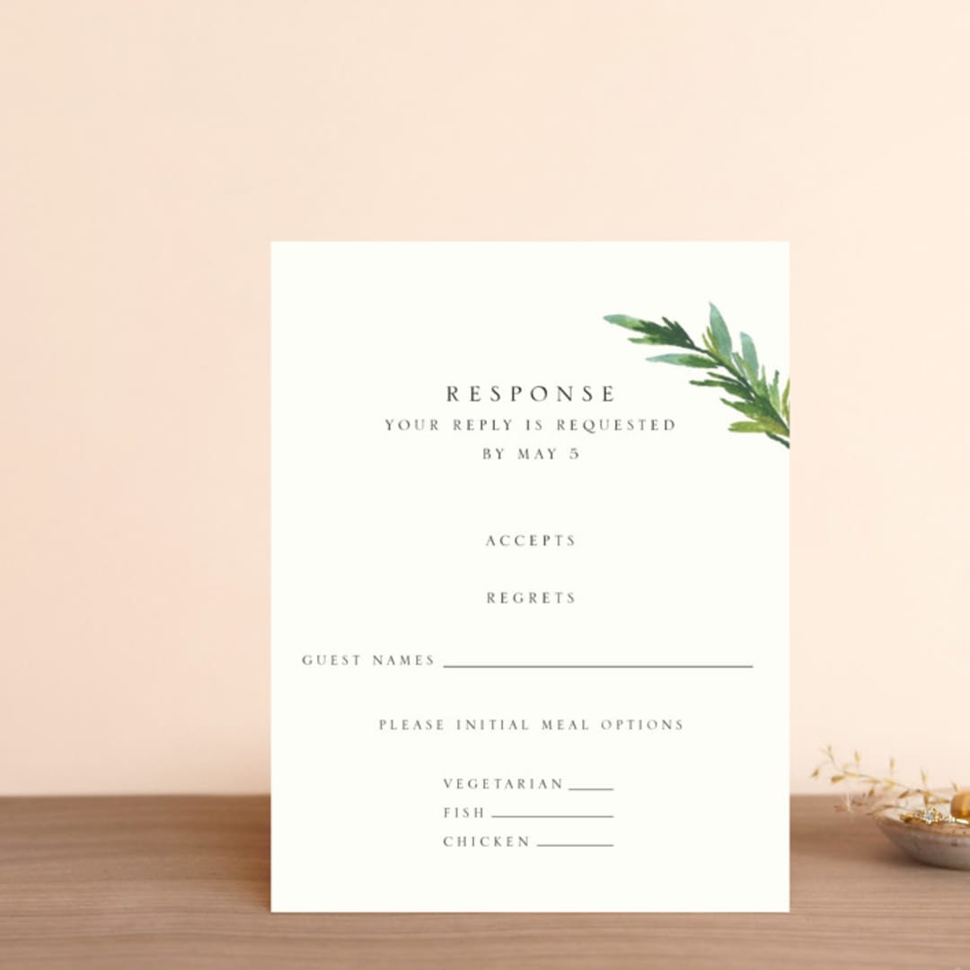 "Simple Pine Branches" - RSVP Postcards in Vanilla by Mere Paper - Front