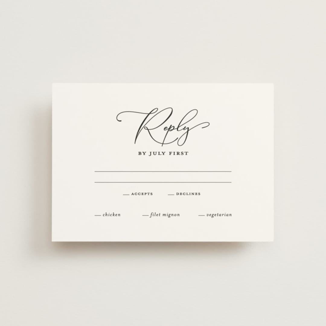 "Kindly Join Us" - RSVP Postcards in Pearl by Laura Hamm - Front