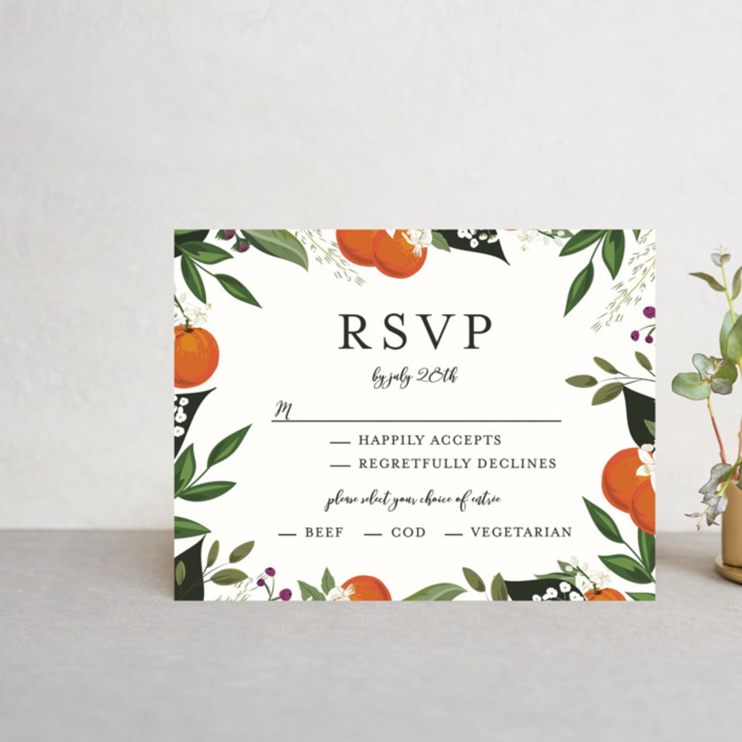 "Orange Blossoms" - RSVP Postcards in Pearl by Susan Moyal - Front