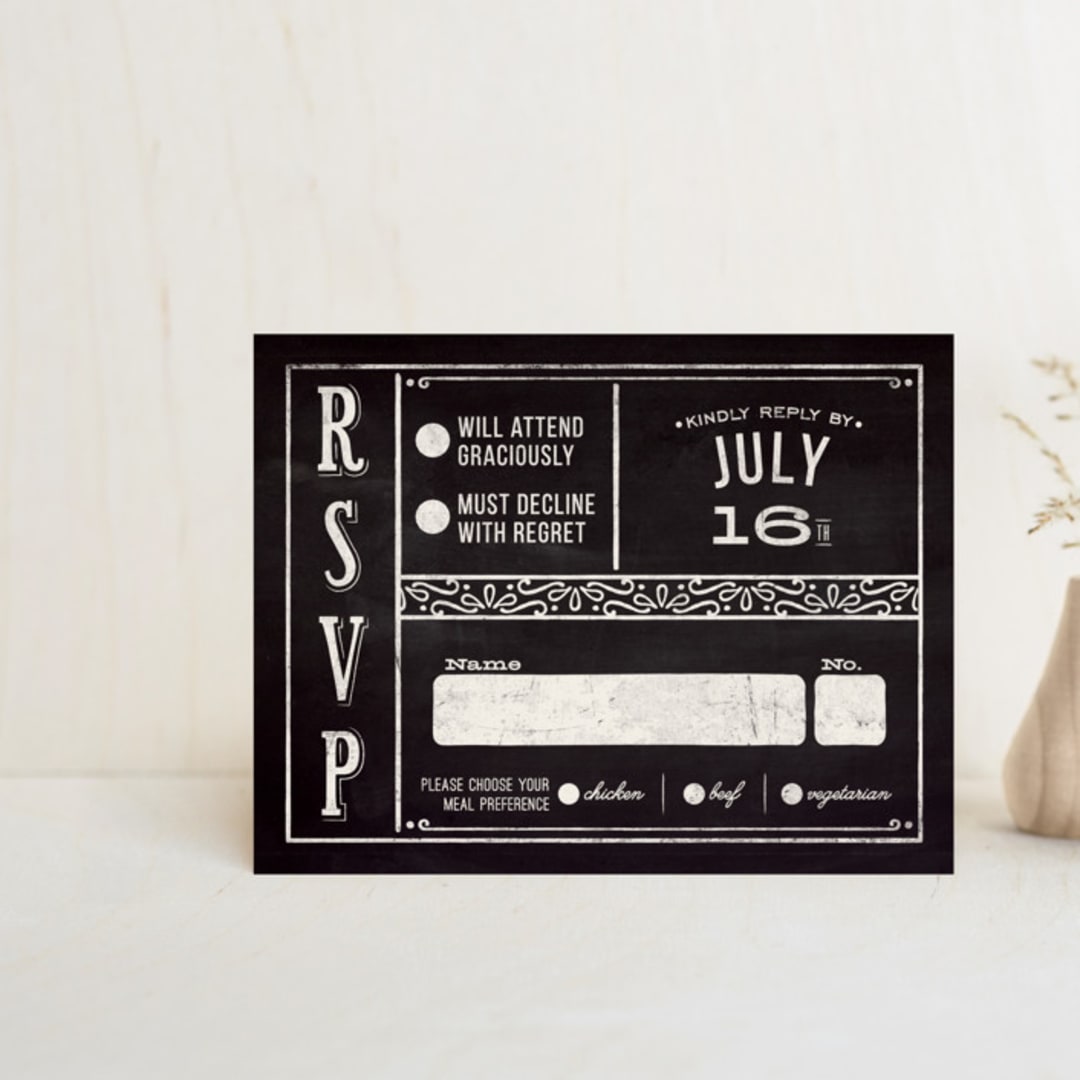 "Slated Forever" - RSVP Postcards in Chalkboard by GeekInk Design - Front