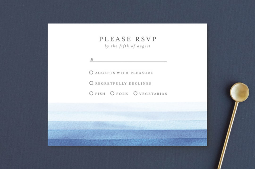 "Watercolour Stripe" - RSVP Postcards in Azure by Bethan - Front