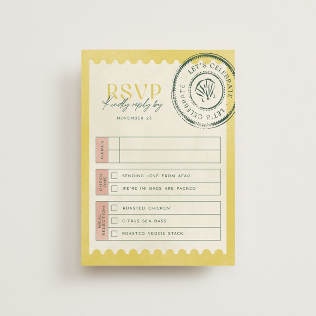 "Coastal Drift" - RSVP Postcards in Caribbean Citrus by Pixel and Hank - Front