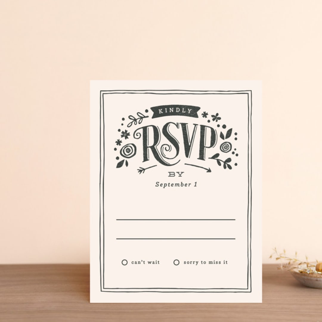 "Alabaster Florals" - RSVP Postcards in Slate by Jennifer Wick - Front