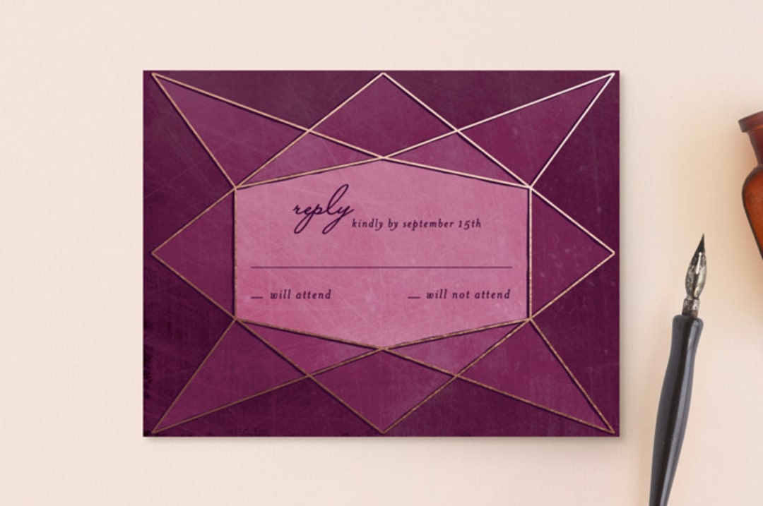 "Abstract Jewel" - RSVP Postcards in Amethyst by Rebecca Bowen - Front