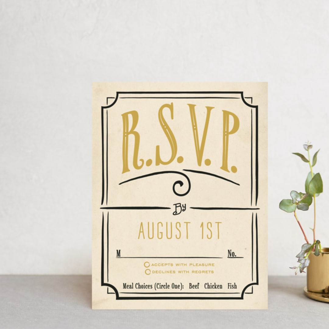 "Inked" - RSVP Postcards in Honey Bee by GeekInk Design - Front