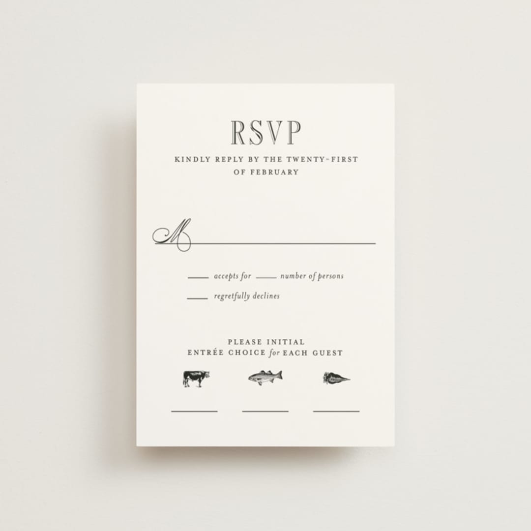 "Hepburn" - RSVP Postcards in Tuxedo by Megan Davis - Front