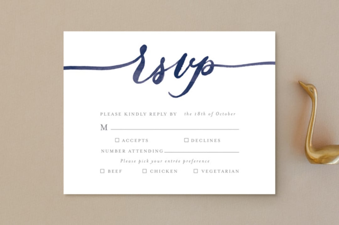 "Love" - RSVP Postcards in Navy by Shannon Chen of Four Wet Feet Studio - Front
