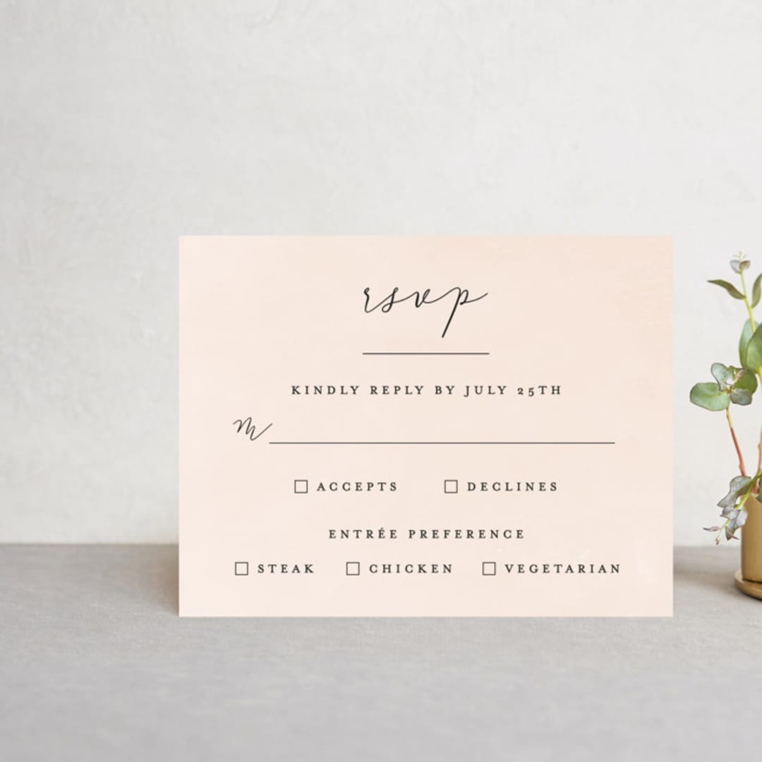 "Simply Perfect" - RSVP Postcards in Blush by Brianne Larsen - Front
