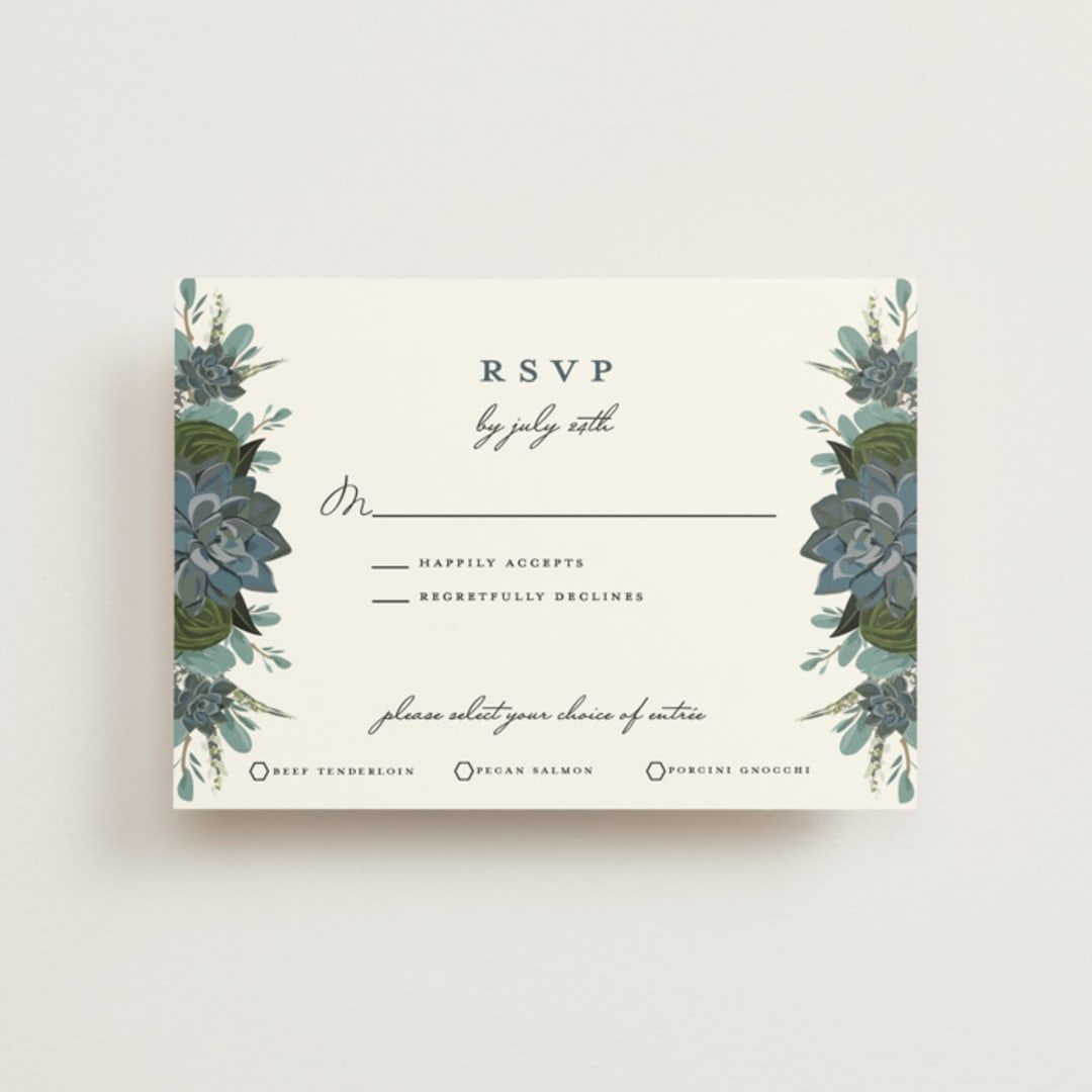 "Echeveria" - RSVP Postcards in Prussian Blue by Susan Moyal - Front