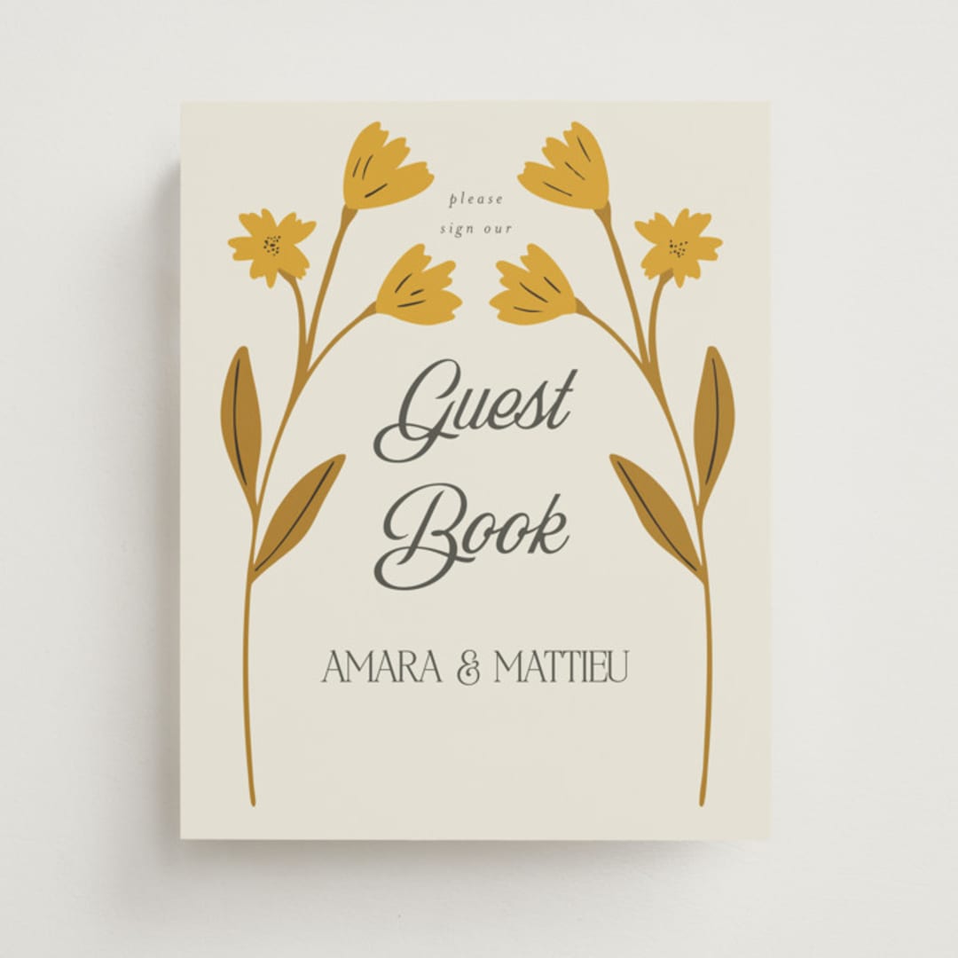 "Vintage Wildflowers" - Reception Signs in Yolk by Morgan Kendall - Front