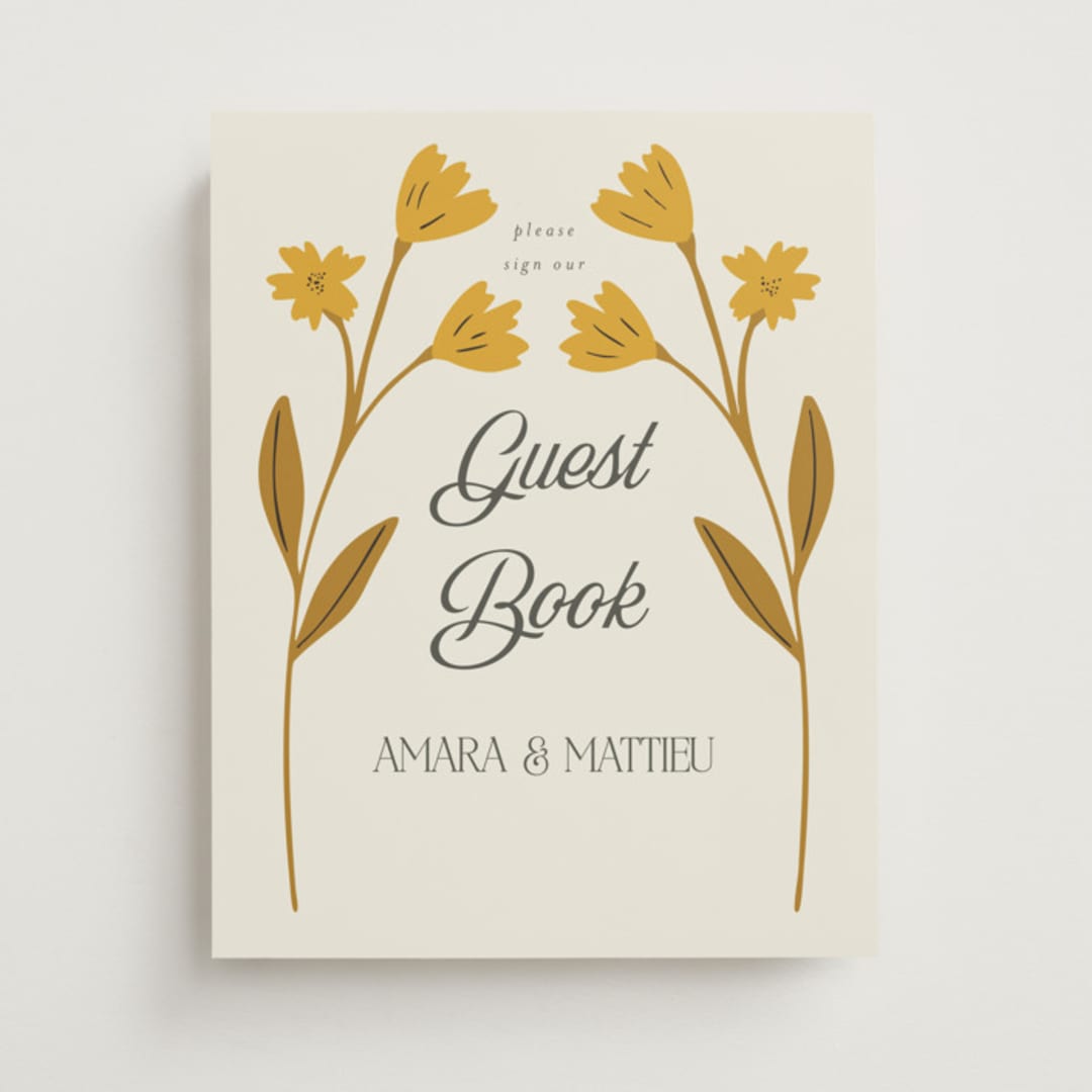 "Vintage Wildflowers" - Reception Signs in Yolk by Morgan Kendall - Front