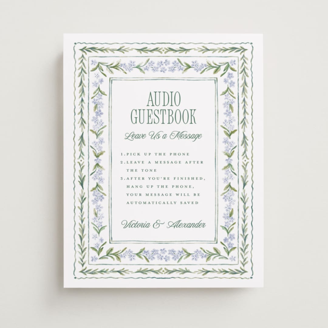 "Vintage Sketched" - Reception Signs in Wisteria by Jenna Holcomb - Front