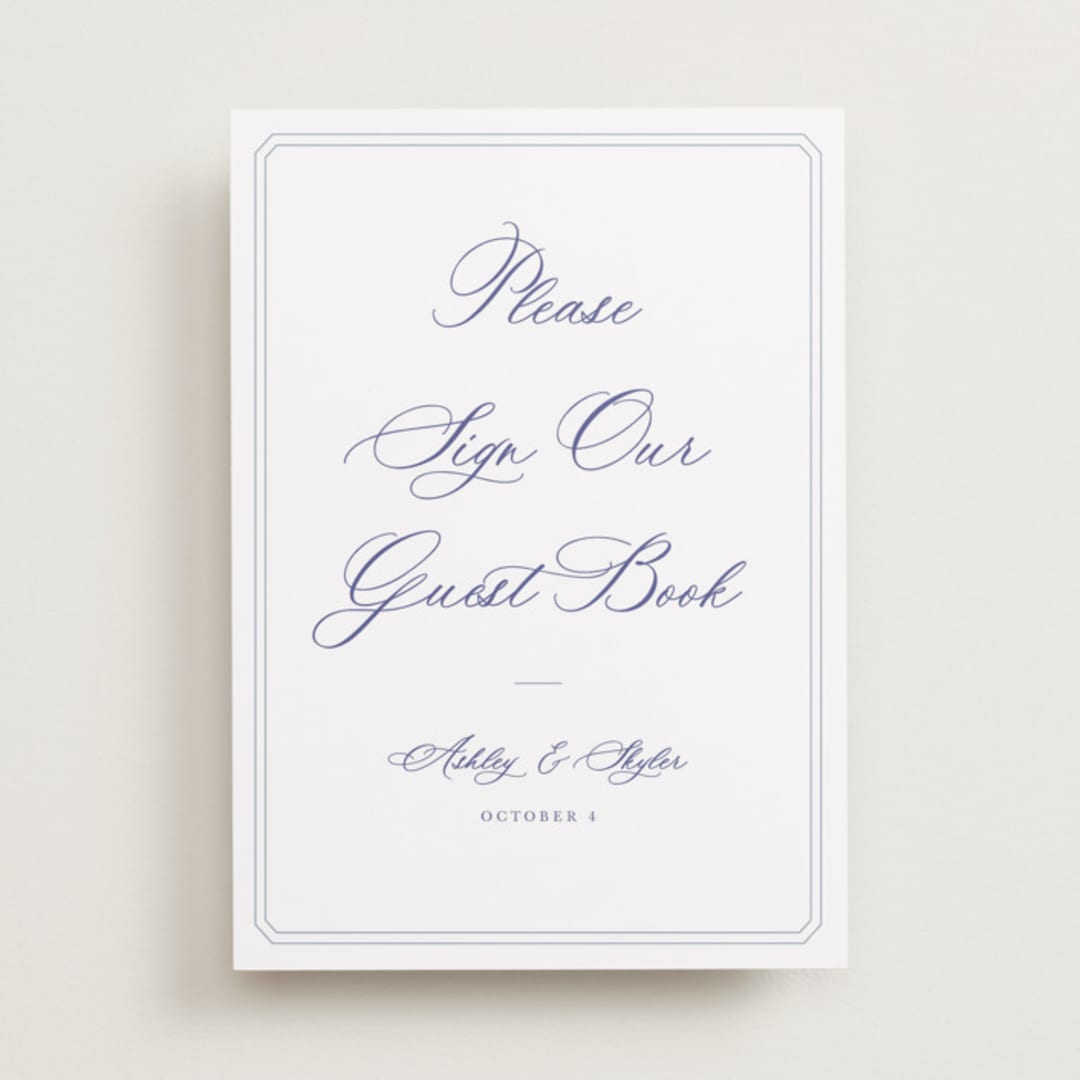 "watercolor flowers crest" - Reception Signs in Dusty Blue by Cass Loh - Front