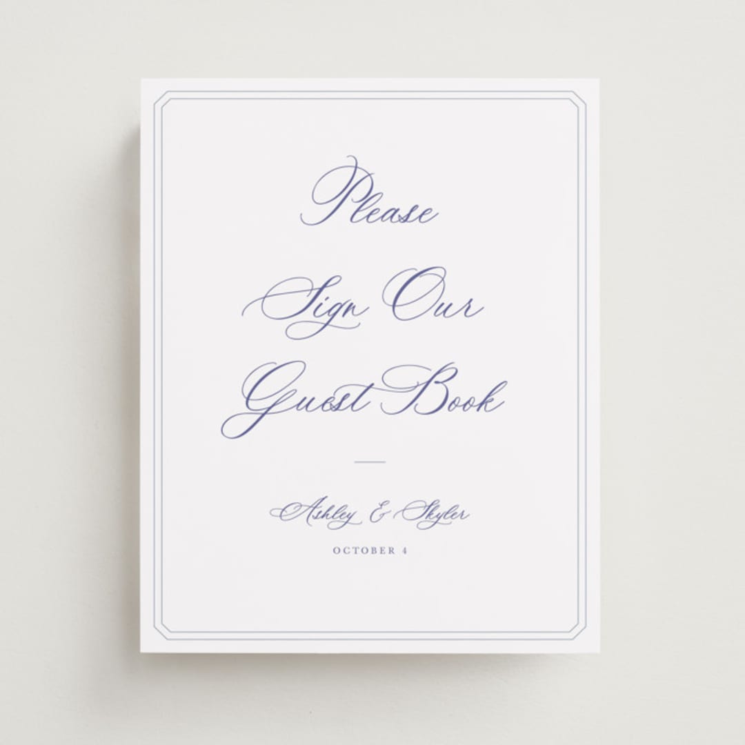 "watercolor flowers crest" - Reception Signs in Dusty Blue by Cass Loh - Front