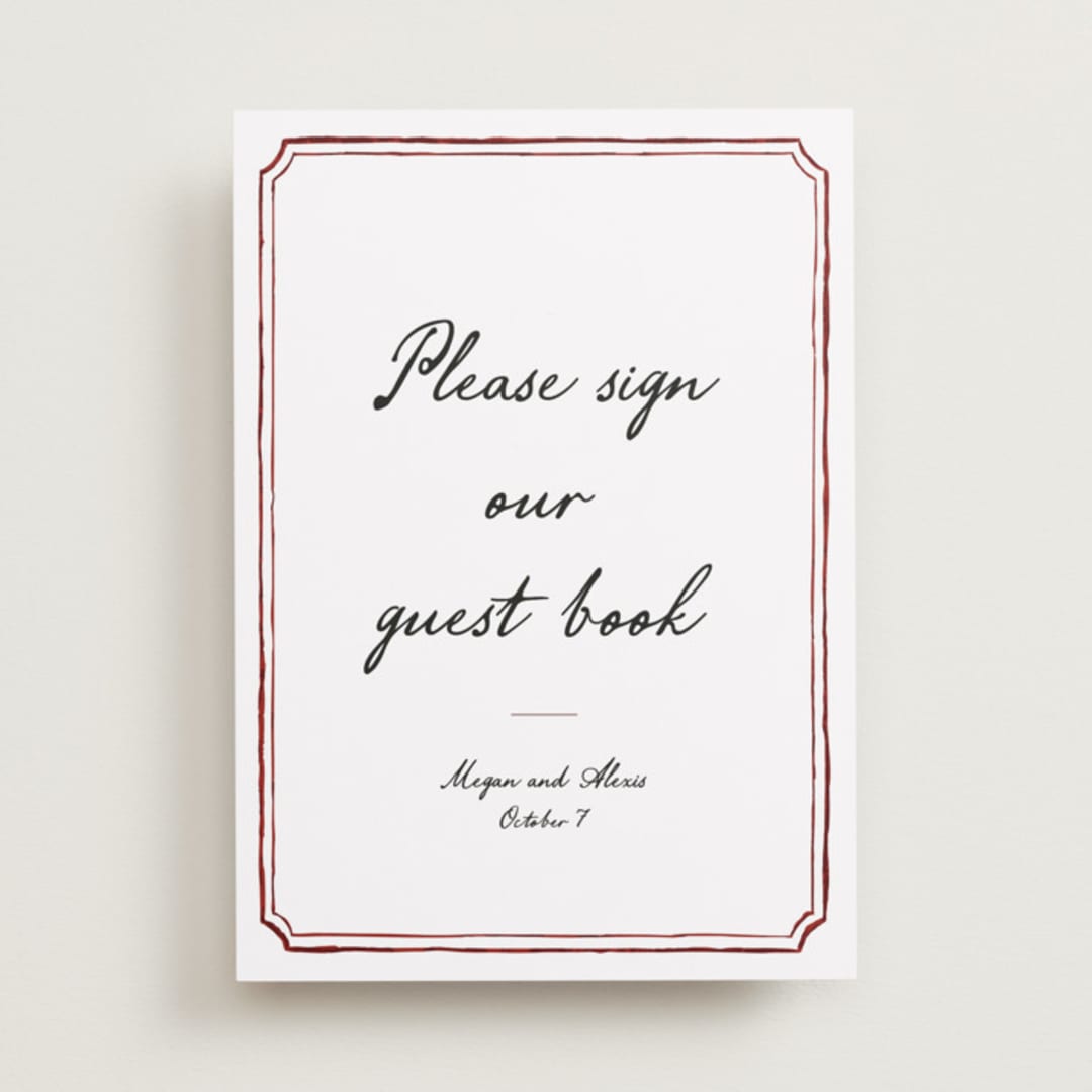 "Handwritten" - Reception Signs in Wine by Cass Loh - Front
