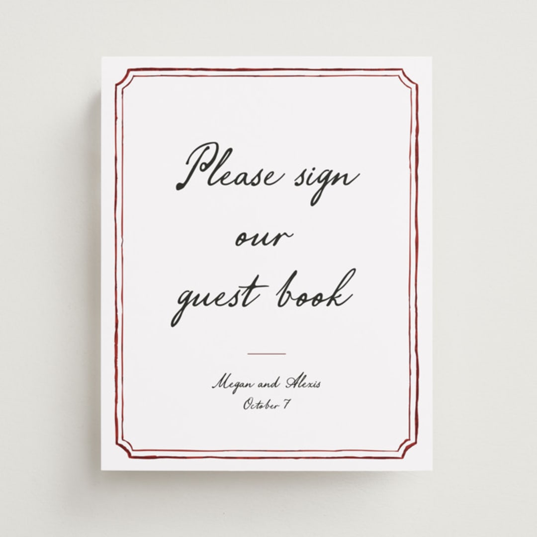 "Handwritten" - Reception Signs in Wine by Cass Loh - Front