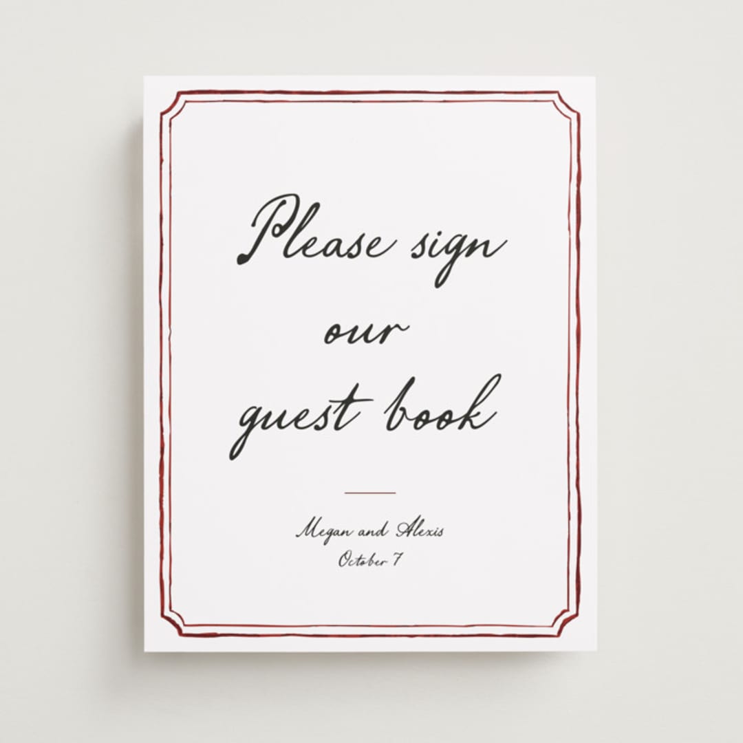 "Handwritten" - Reception Signs in Wine by Cass Loh - Front