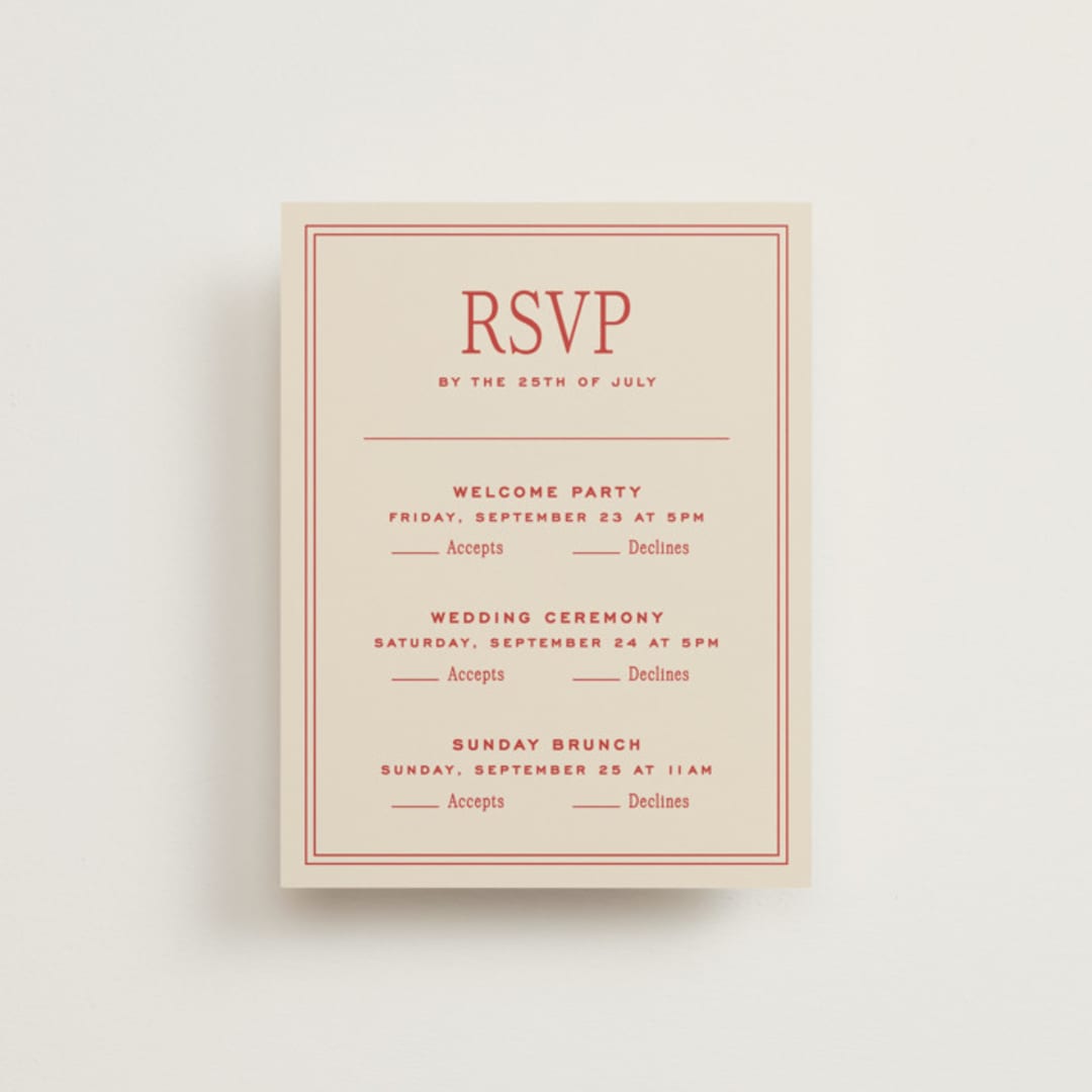 "cherry" - Multi-Event RSVP Cards in Cherry by Ellen Schlegelmilch - Front