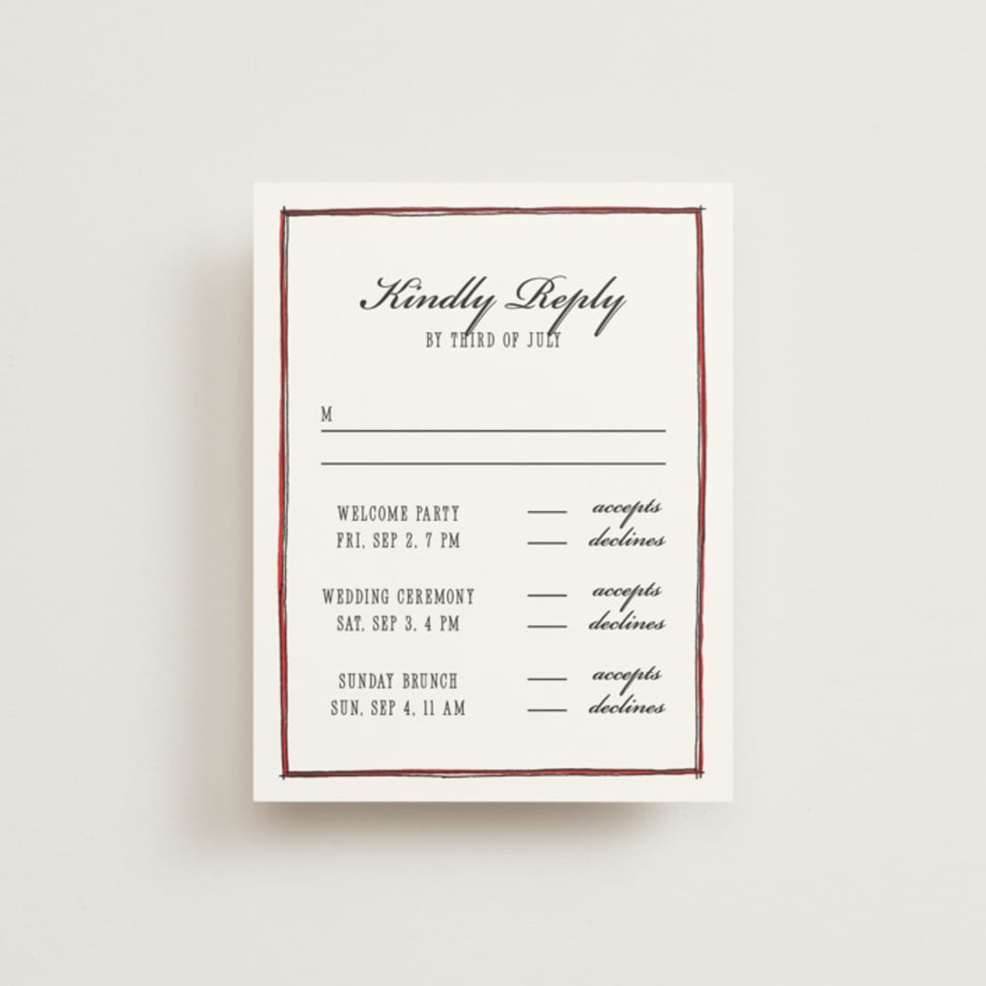 "Two Hearts" - Multi-Event RSVP Cards in Lily by Pati Cascino - Front