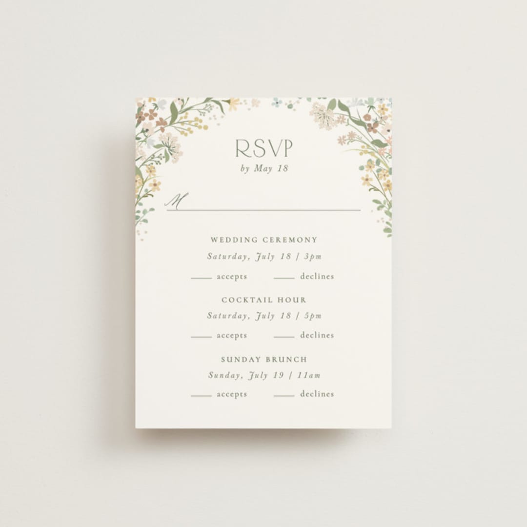 "Avery" - Multi-Event RSVP Cards in Lemongrass by Jennifer Wick - Front