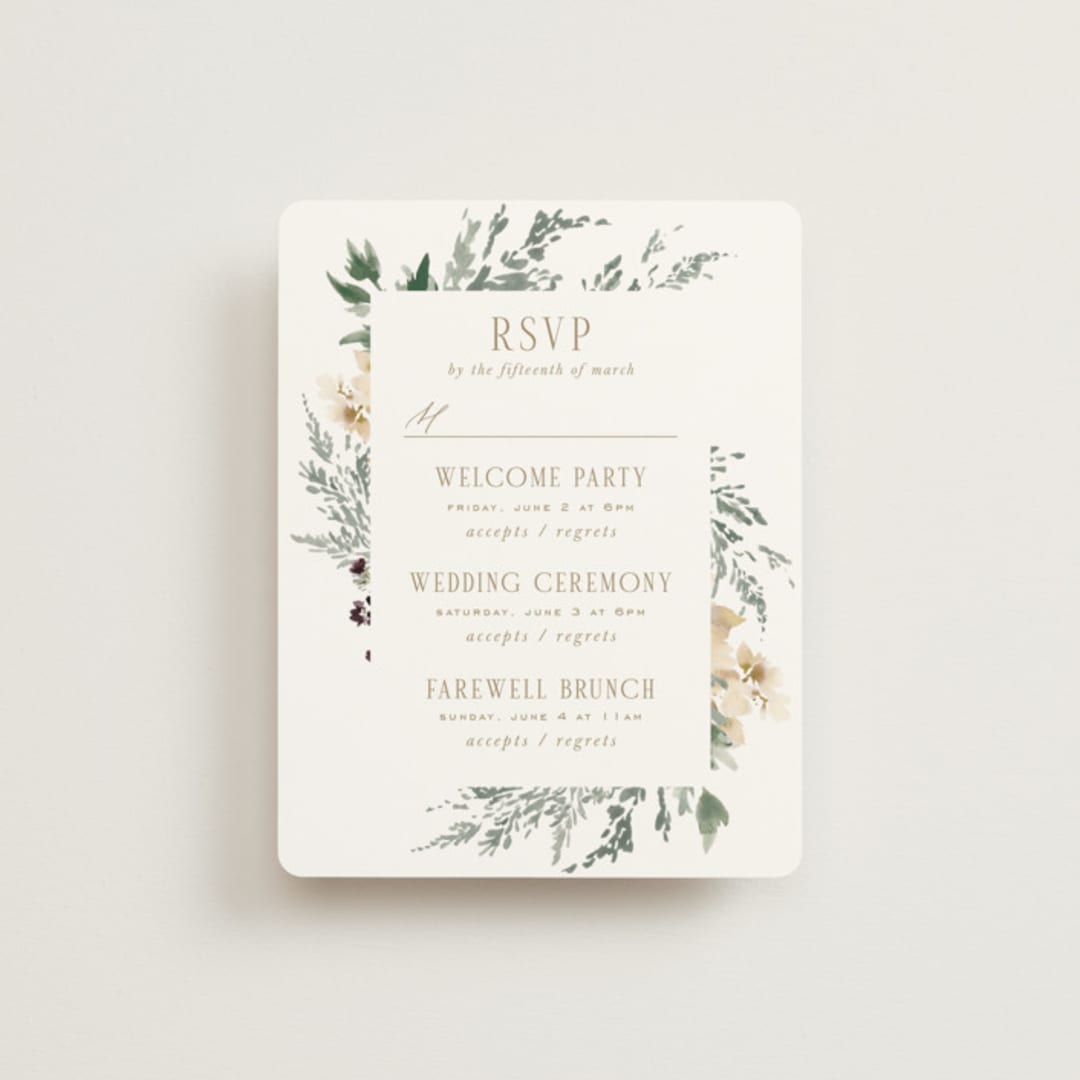 "Sprigs of Joy" - Multi-Event RSVP Cards in Pearl by Leah Bisch - Front