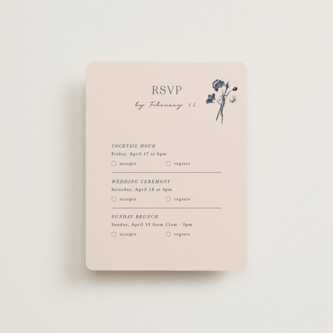 "Floral Monogram" - Multi-Event RSVP Cards in Champagne by Lindsay Megahed - Front
