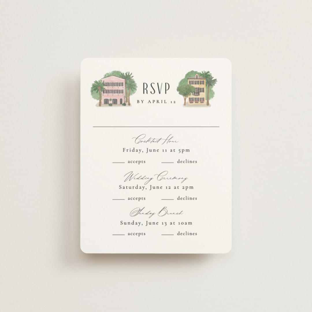 "East Bay street" - Multi-Event RSVP Cards in Lily by Jennifer Wick - Front