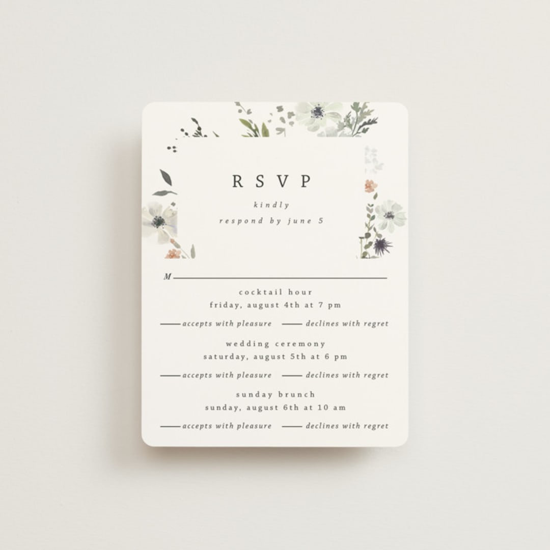 "Wildflower Garden" - Multi-Event RSVP Cards in Lace by Hannah Williams - Front