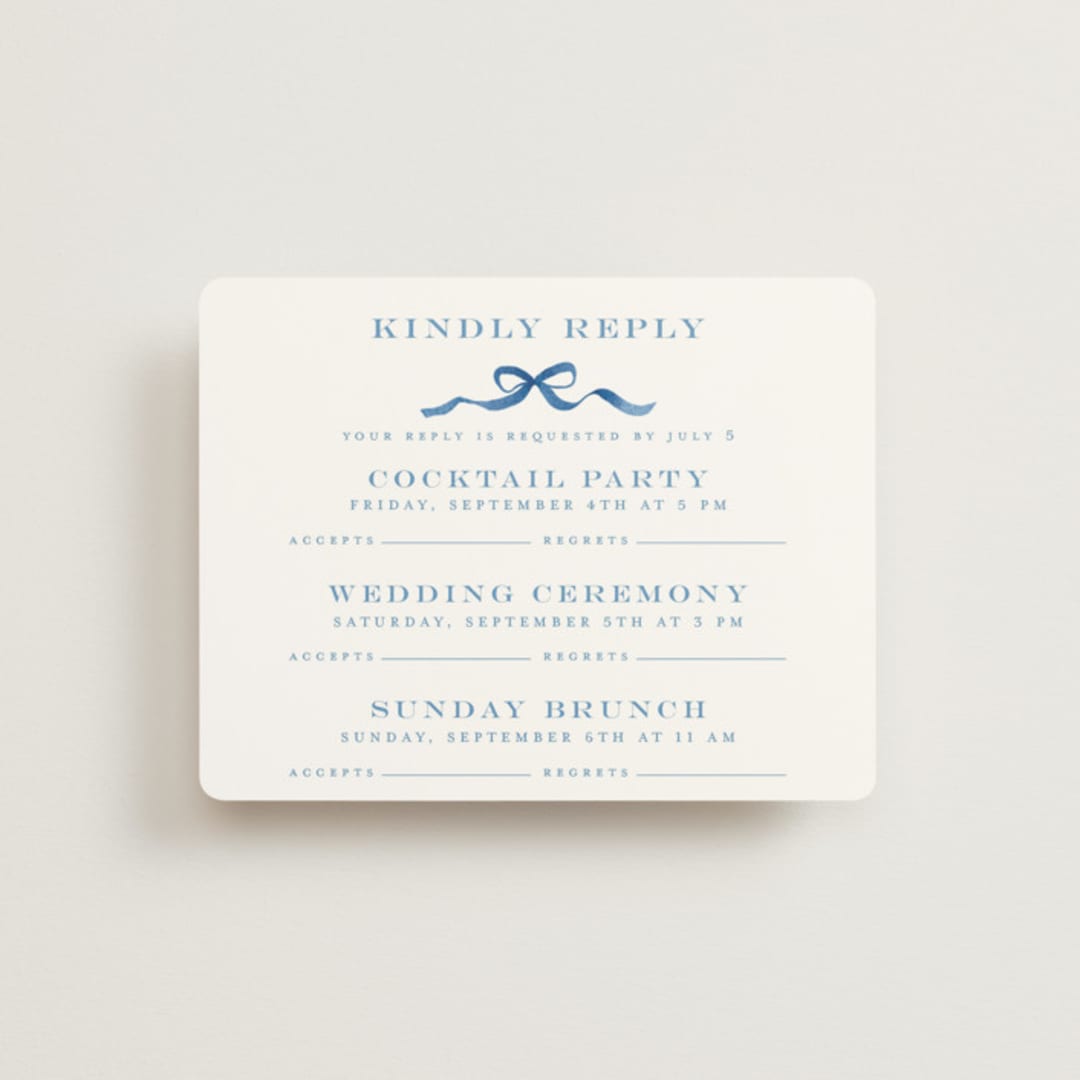 "Royal" - Multi-Event RSVP Cards in Cobalt by Petra Kern - Front