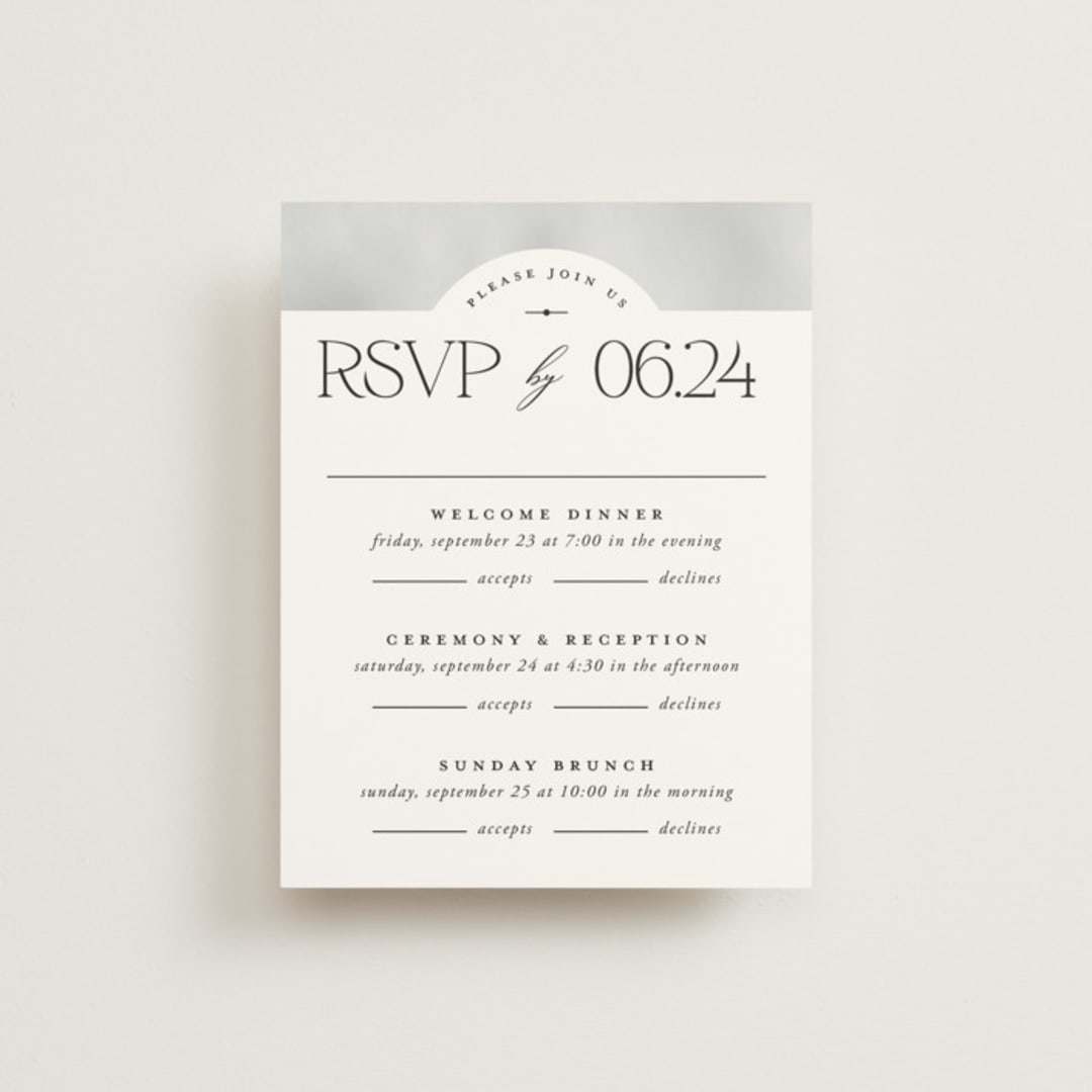 "Panoramic" - Multi-Event RSVP Cards in Cloud by Heather Schertzer - Front