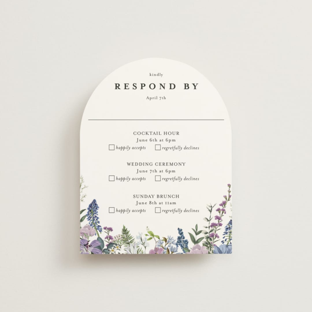 "Lilac Bloom" - Multi-Event RSVP Cards in Lavender by Susan Moyal - Front