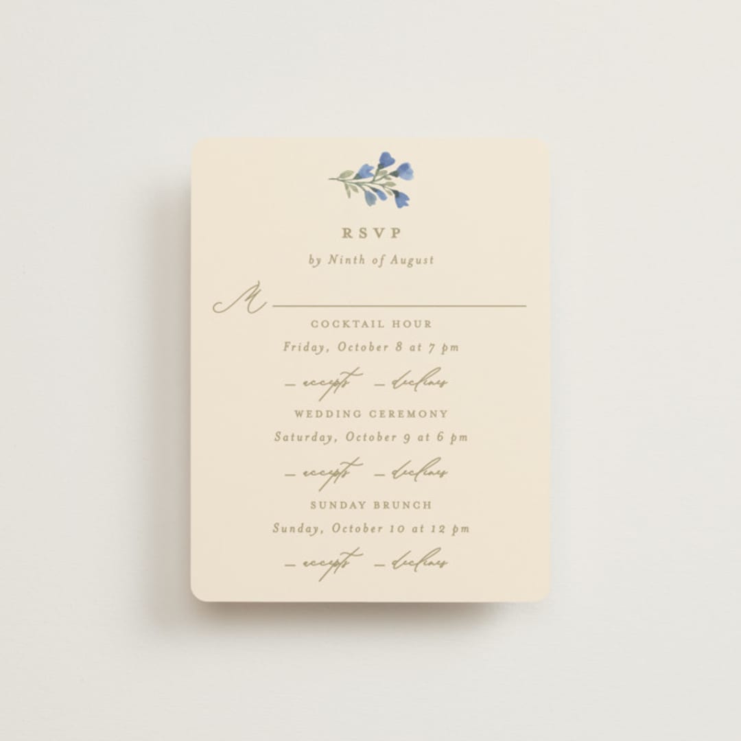 "Nilgiri" - Multi-Event RSVP Cards in Blueberry by Creo Study - Front