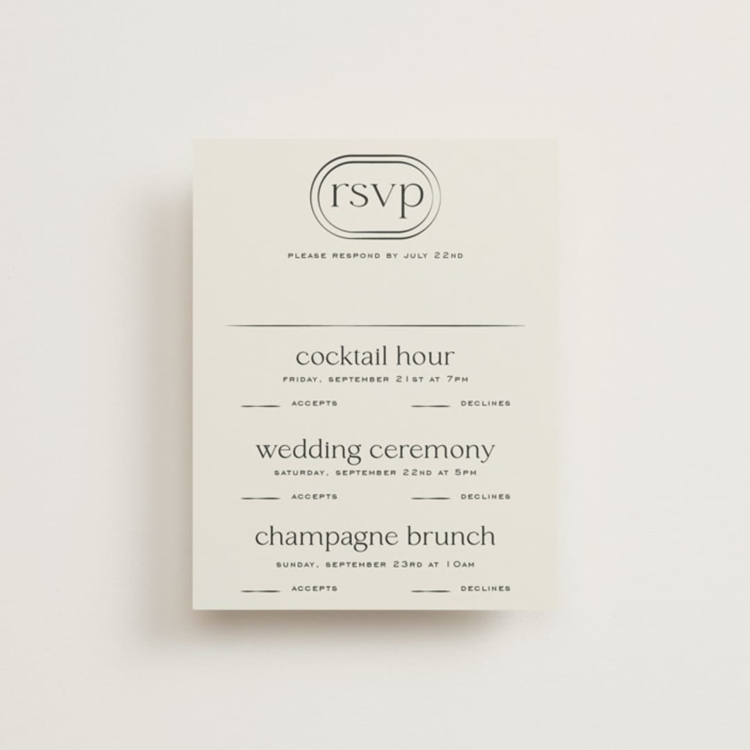 "Modern Monogram" - Multi-Event RSVP Cards in Latte by Jackie Crawford - Front