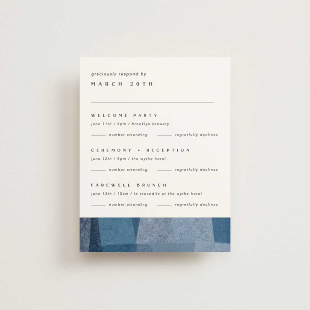 "denim patchwork" - Multi-Event RSVP Cards in Seaside by Carrie Moradi - Front