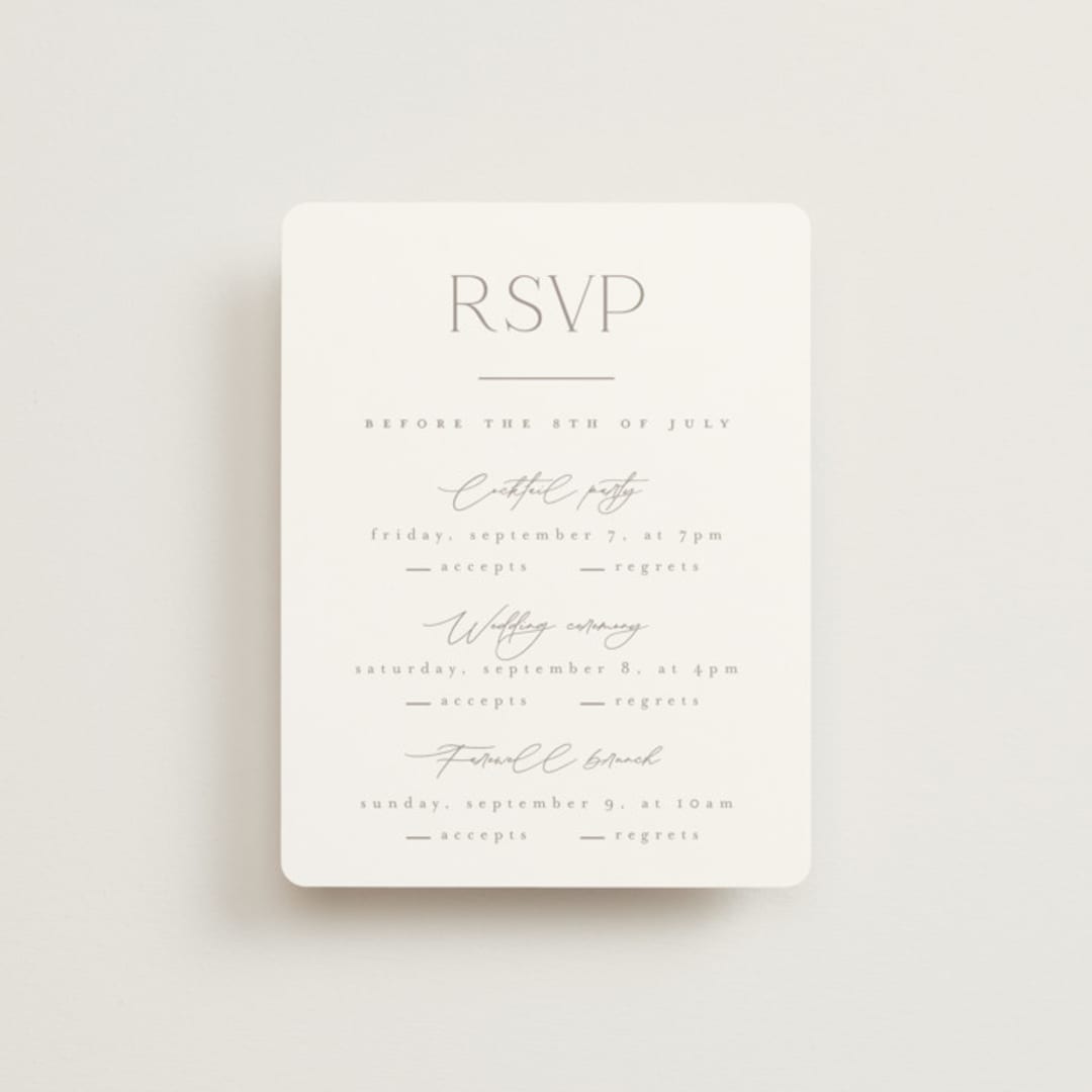 "The Hudson" - Multi-Event RSVP Cards in Latte by Kristie Kern - Front